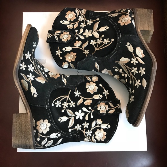 Anthropologie Shoes - ✨NIB Suede embroidered booties